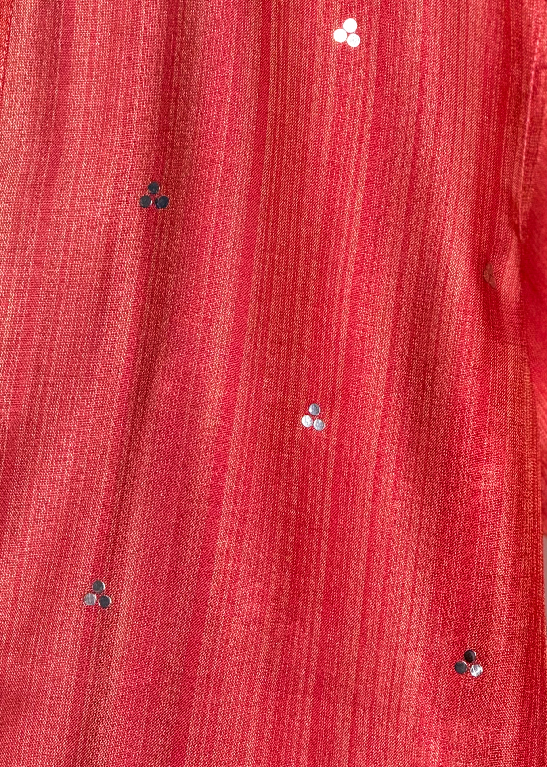 Men’s pink mirror-work kurta with shade-work ombré and continuous gold zari lines