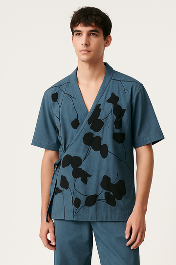 Men’s Botanical Appliqué Wrap Shirt