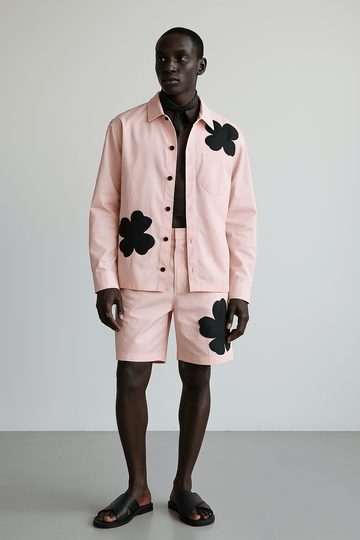 Appliqué Poplin Shacket - Baby Pink - erised pret