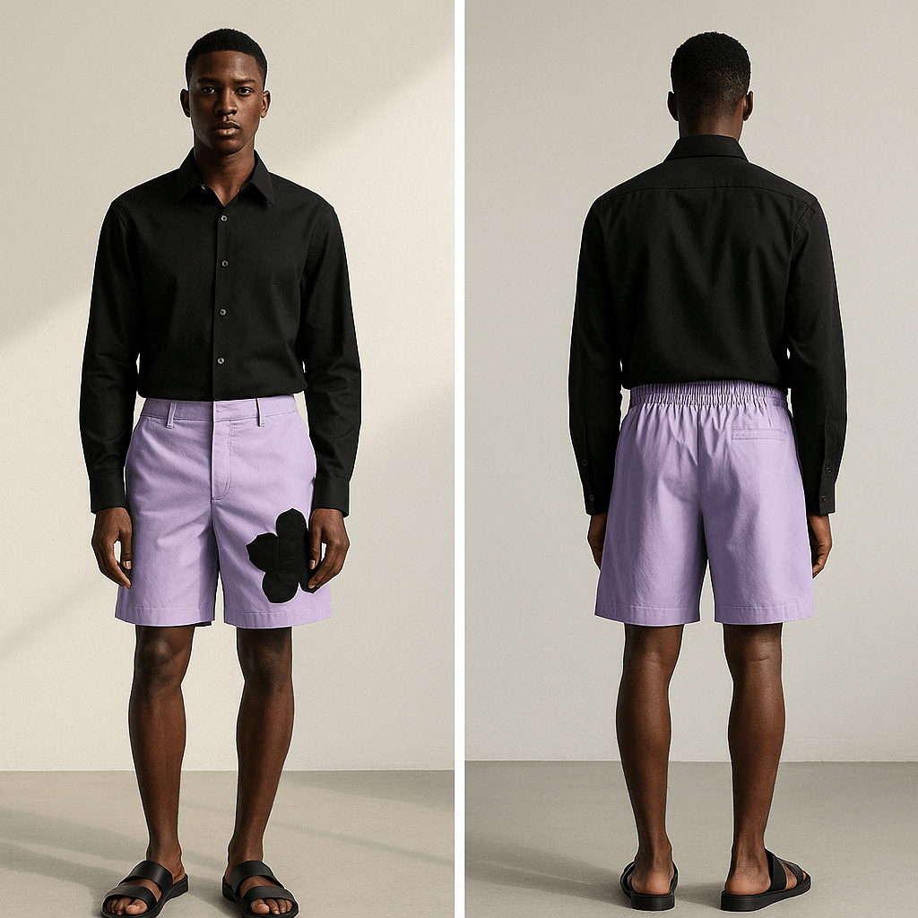 Appliqué Poplin Shorts - Lavender - erised pret