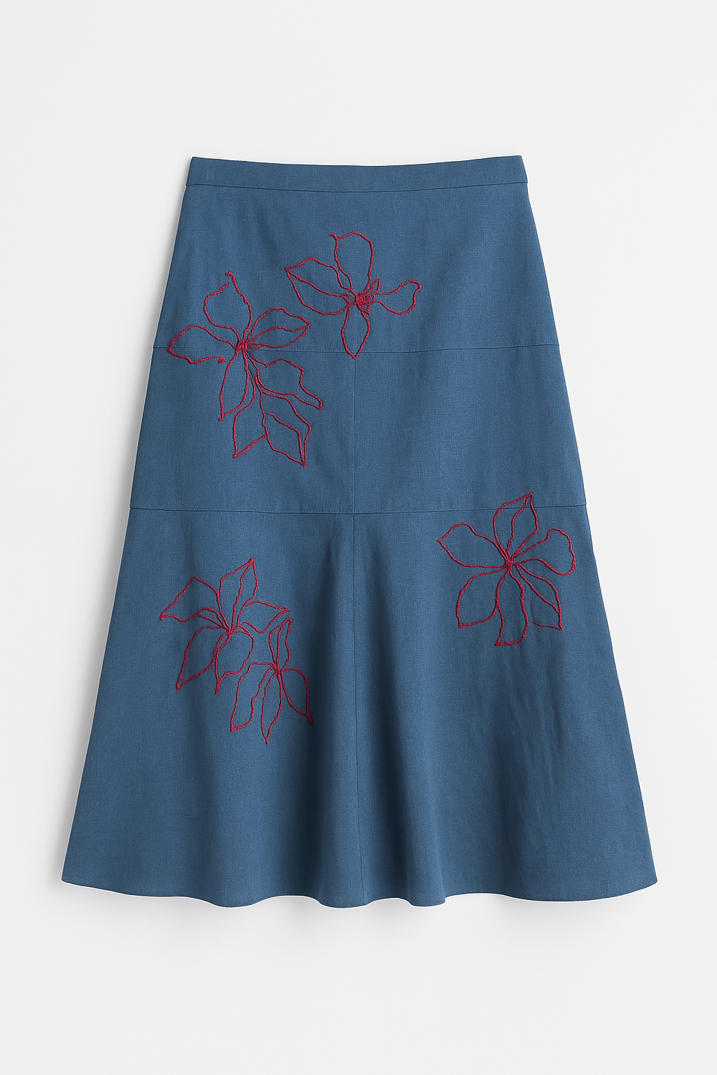 Banana Cotton Embroidered Skirt - Denim Blue - erised pret