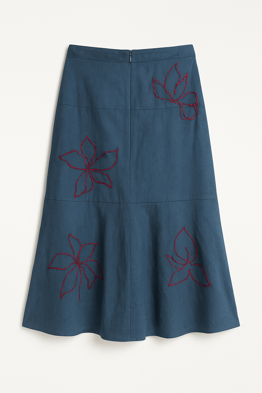 Banana Cotton Embroidered Skirt - Denim Blue - erised pret