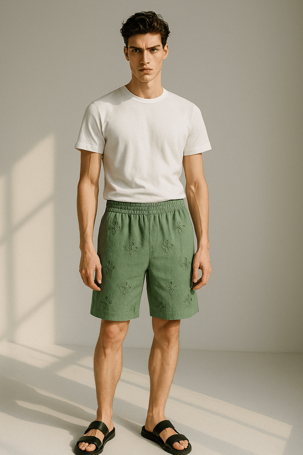 Embroidered Shorts - Sage - erised pret
