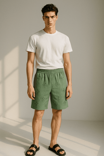 Embroidered Shorts - Sage - erised pret