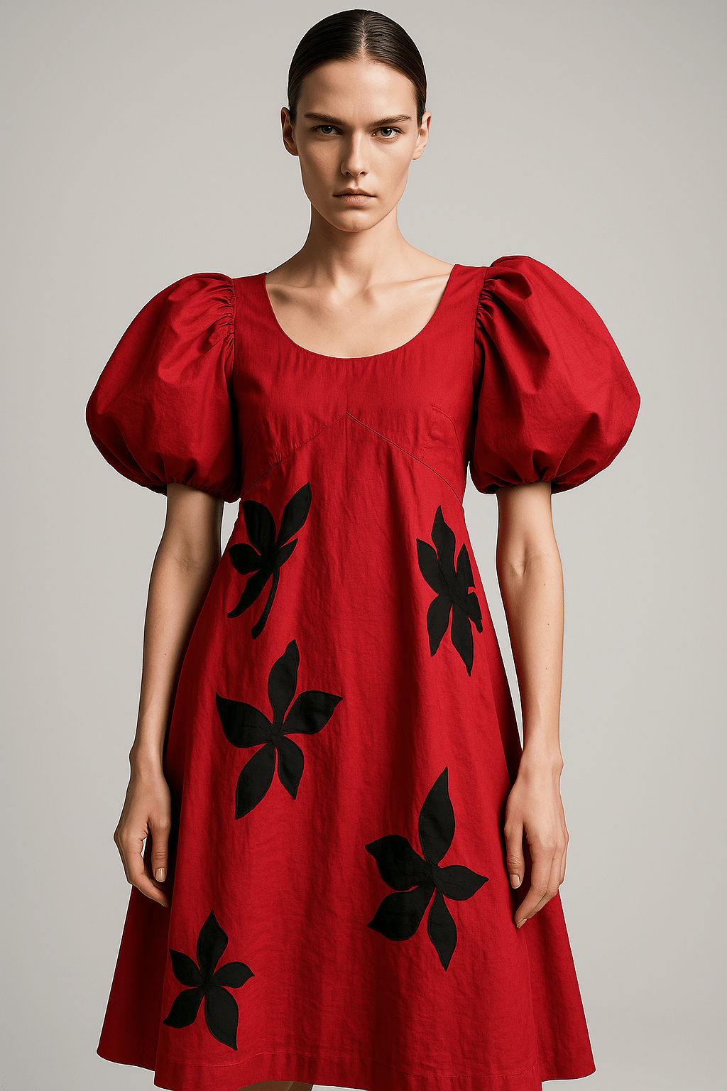 Flame Bloom Appliqué Dress - Erised