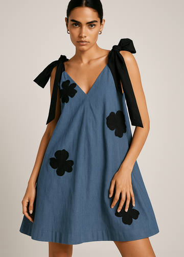 Indigo Bow Strap Dress - erised pret