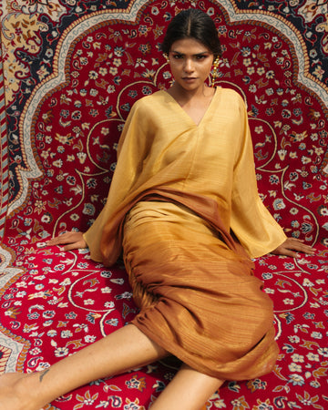 Ruched Ombre Skirt - Amber Gold