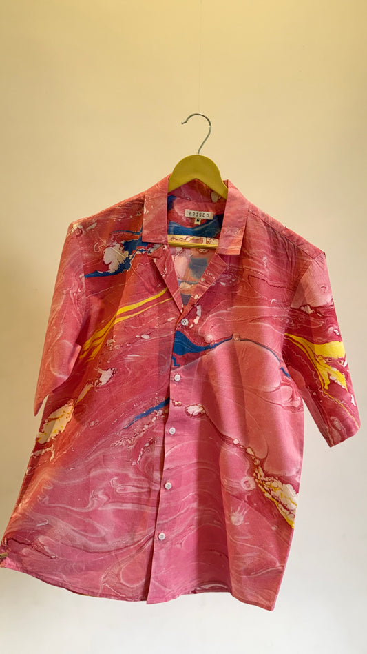 Cuban Collar Shirt - Geranium