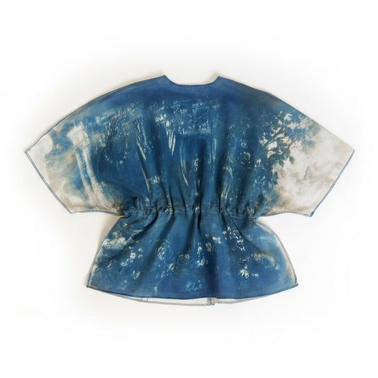 Roman Reverie Tie-Up Denim Blouse