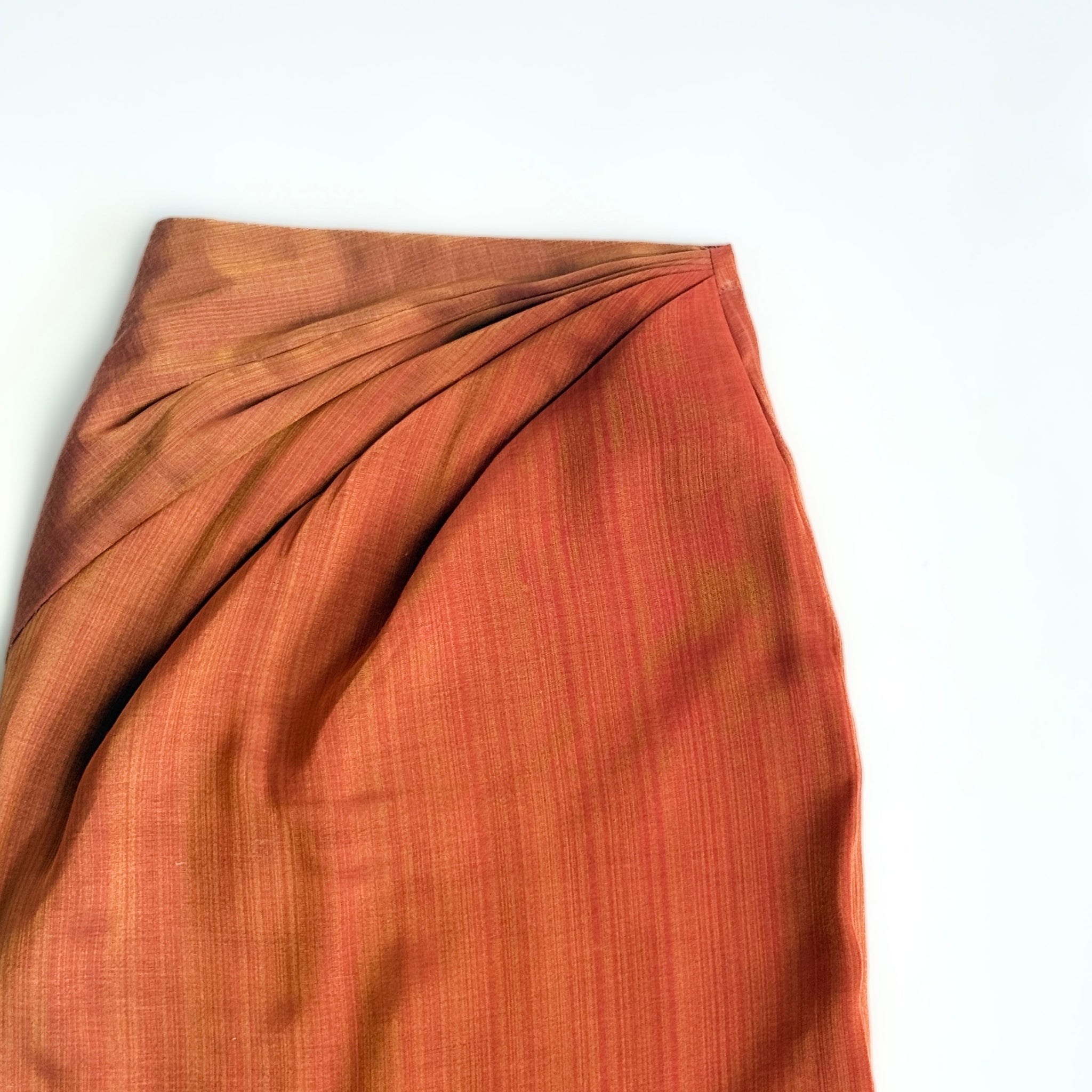 Draped Pencil Skirt - Burnt Orange