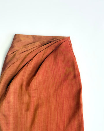 Draped Pencil Skirt - Burnt Orange