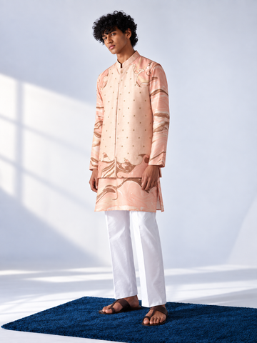 Peach Embroidered Marbled Bandi