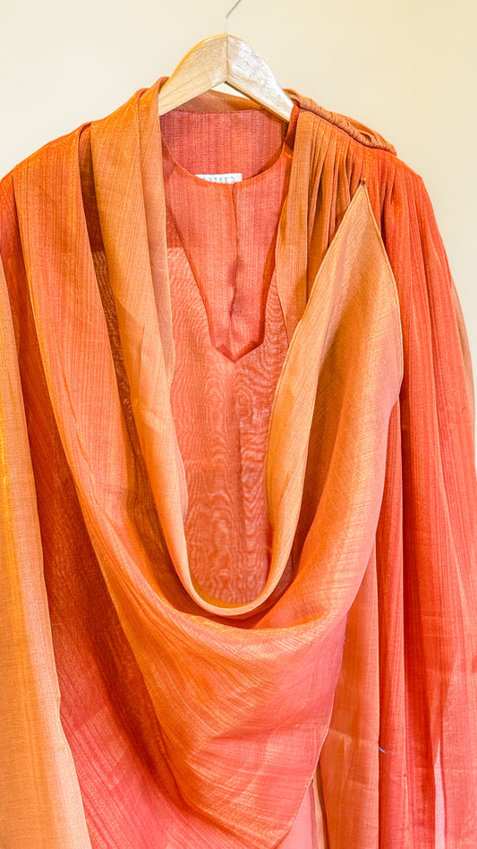 Goldline Classic Drape Kurta - Kesari Amber