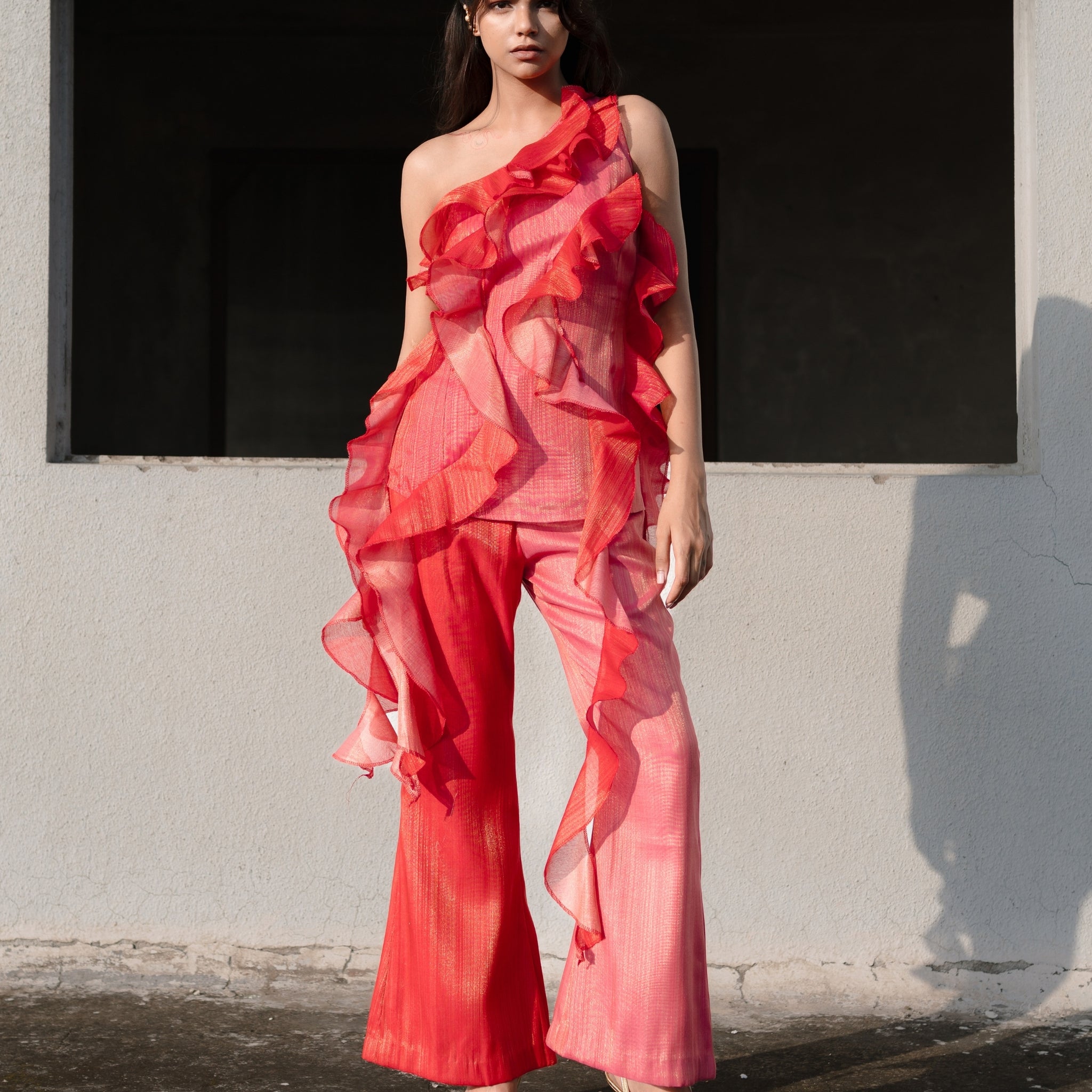 Flared Pants – Coral Rose