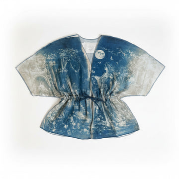 Roman Reverie Tie-Up Denim Blouse