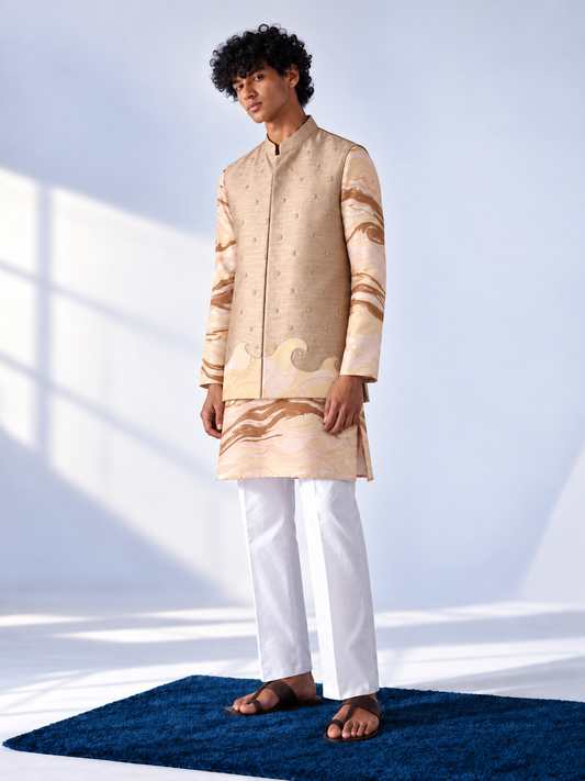 Champagne Embroidered Marbled Bandi
