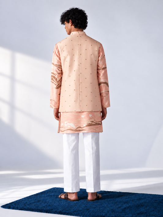Peach Embroidered Marbled Bandi