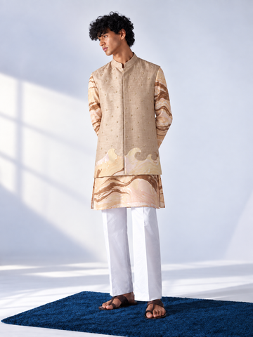 Champagne Embroidered Marbled Bandi