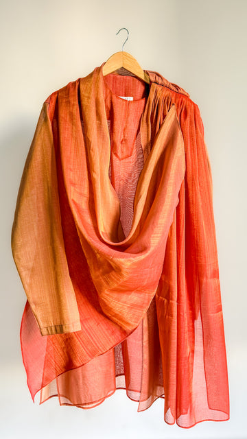 Goldline Classic Drape Kurta - Kesari Amber