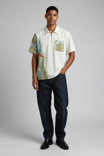 Hand Marbled Artist Shirt - Eroded Fresco