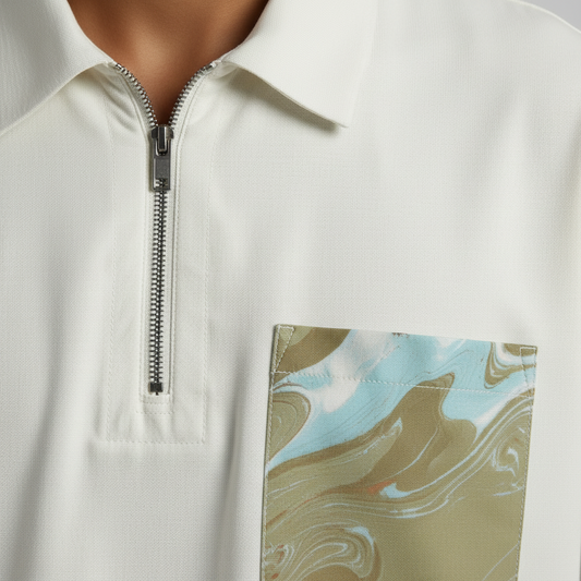 Hand Marbled Artist Shirt - Eroded Fresco