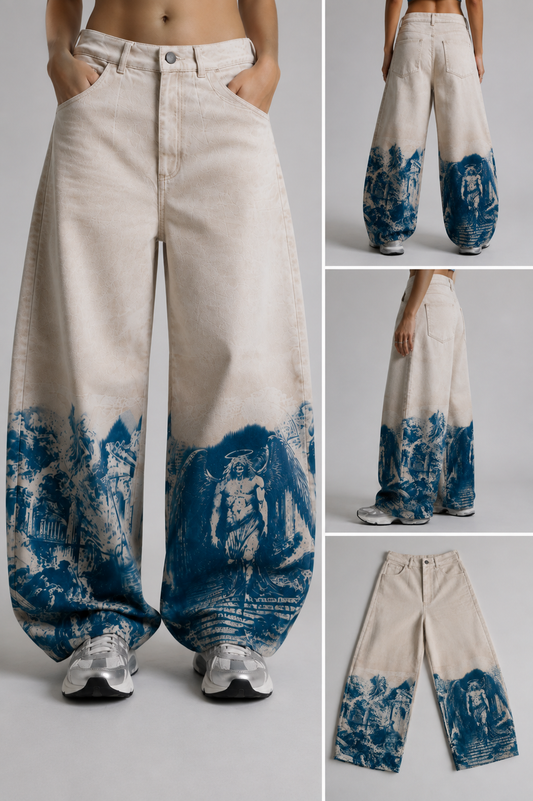 Fallen Seraph - Handmade Sunprinted Barrel Denim