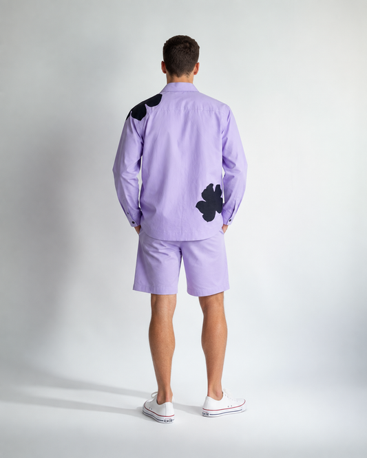 Appliqué Poplin Shacket - Lavender