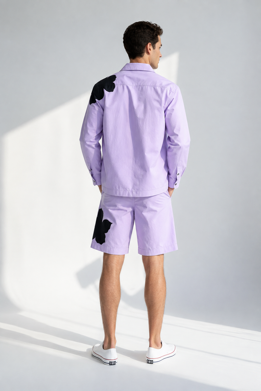 Appliqué Poplin Shorts- Lavender