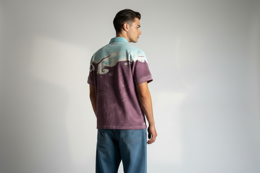 Hand Marbled Artist Shirt - Amethyst Current