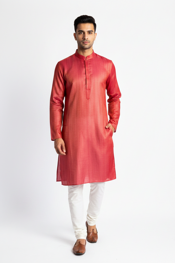 Goldline Plain Kurta – Gulabi Coral