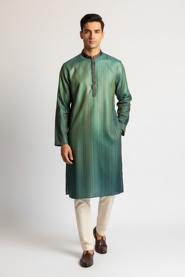 Goldline Plain Kurta – Juniper Teal