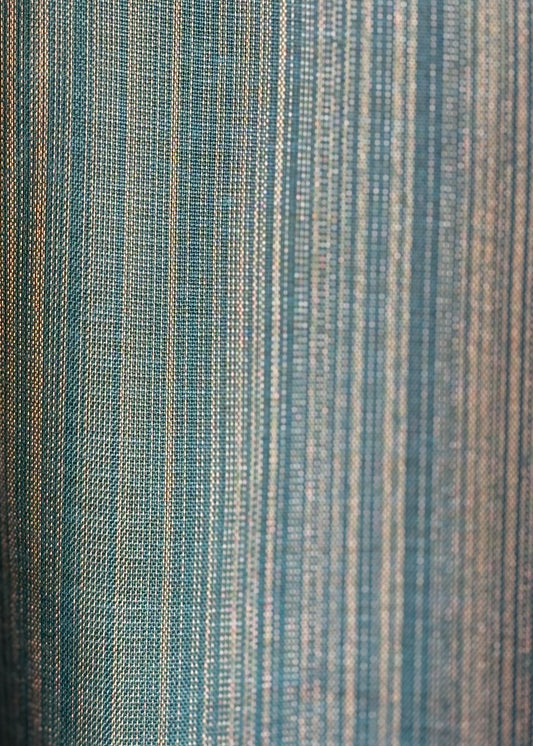 Teal blue plain kurta with shade-work ombré and continuous gold zari lines