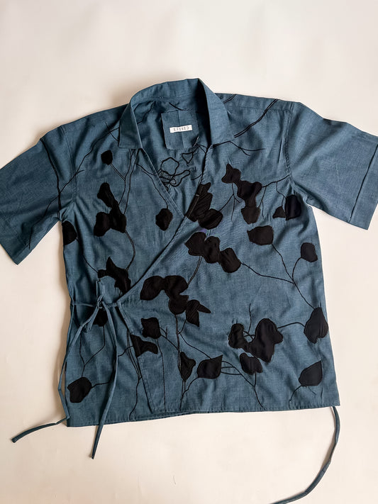 Men’s Botanical Appliqué Wrap Shirt