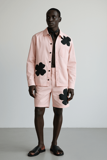 Appliqué Poplin Shacket - Baby Pink - erised pret