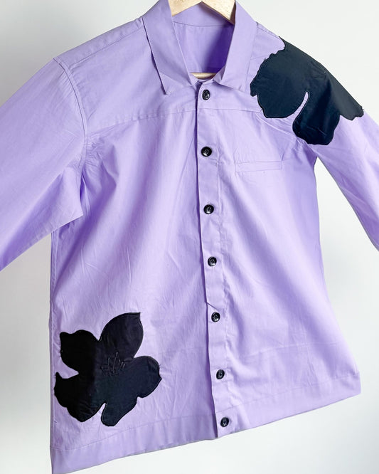 Appliqué Poplin Shacket - Lavender - erised pret
