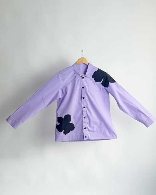 Appliqué Poplin Shacket - Lavender - erised pret