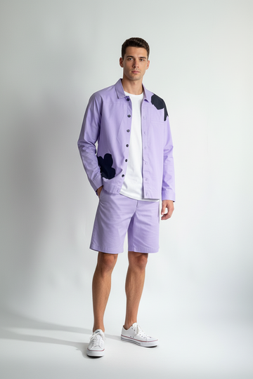 Appliqué Poplin Shacket - Lavender