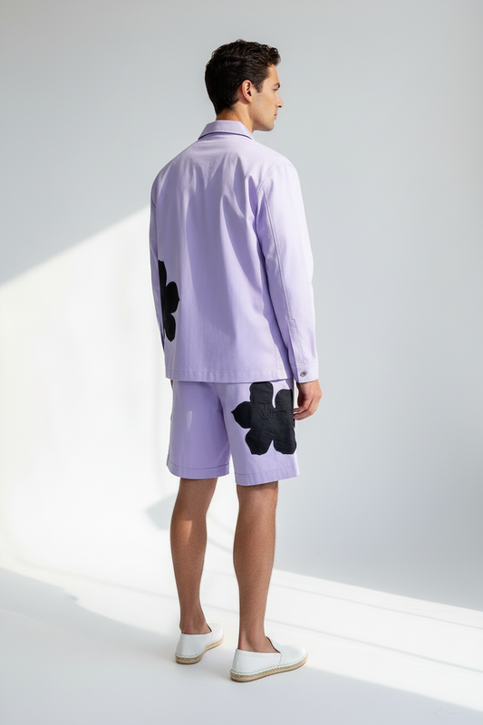 Appliqué Poplin Shorts- Lavender