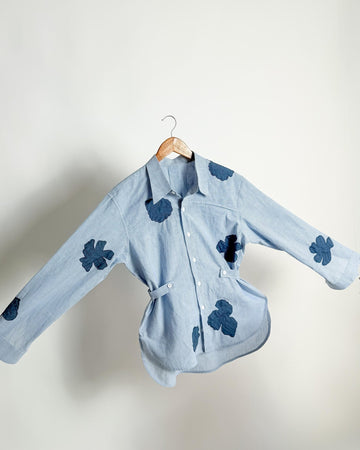 Blue Pinstripe Shirt With Applique - erised pret