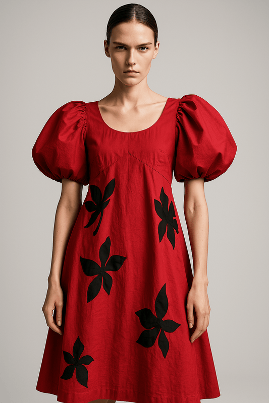 Flame Bloom Appliqué Dress - Erised