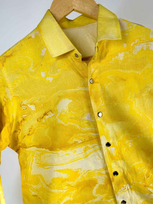 Regular Collar Cotton Shirt - Sunbeam - erised pret