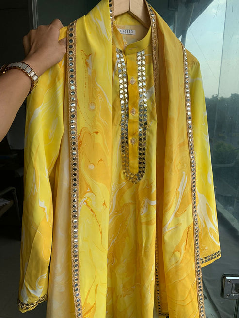 Sunlit Violet Reflections Side Gather A-Line Kurta main image 0